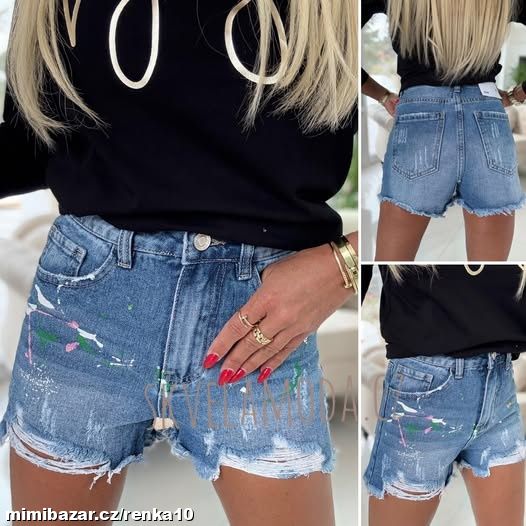 Dámské jeans kraťasy trhané CÁKANCE - skladem