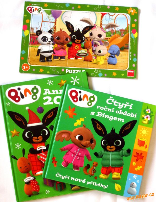*ZELENÁ SADA BING - PUZZLE + 2X KNÍŽKA + DÁREČEK*