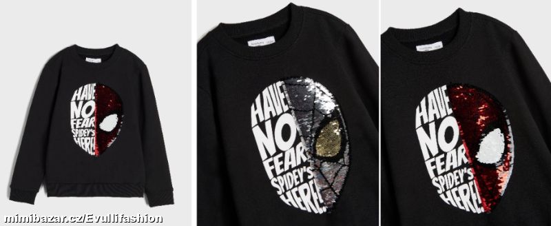 Černá mikina Spiderman s měnícím obrázkem vel. 134