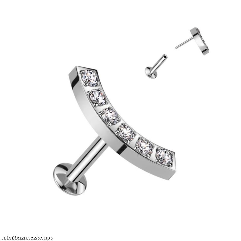 Piercing do ucha oblouček se zirkony z chir. oceli