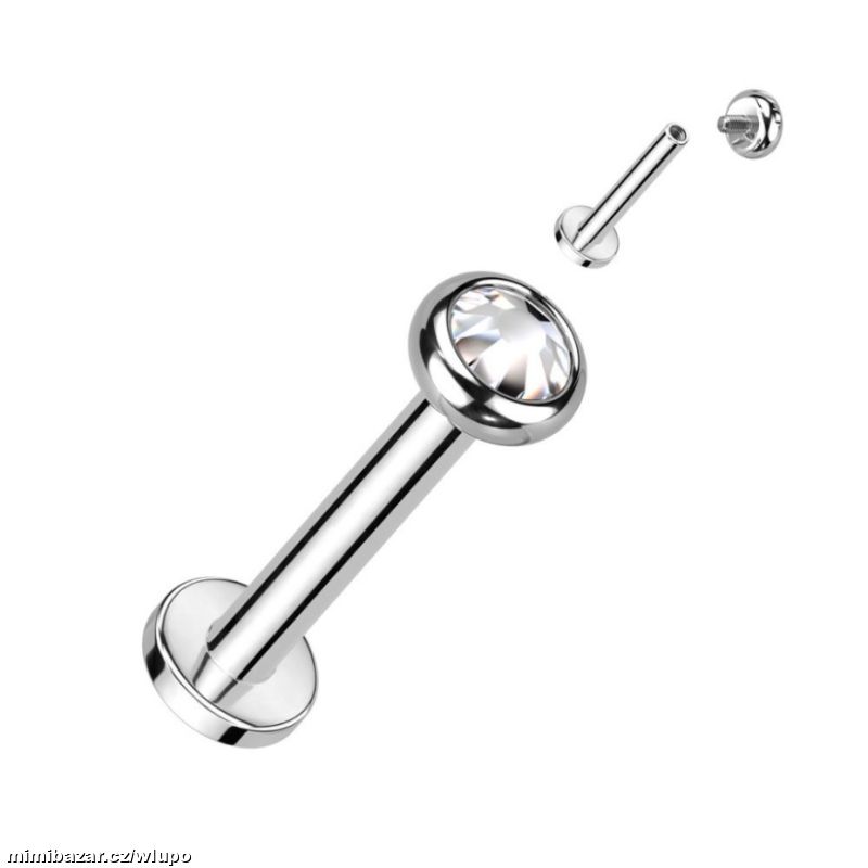 Titanová labreta do ucha, brady čirý zirkon