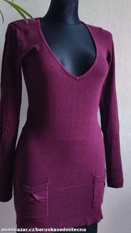 M54 VÍNOVÝ DLOUHÝ SVETR*BERSHKA*vel.M