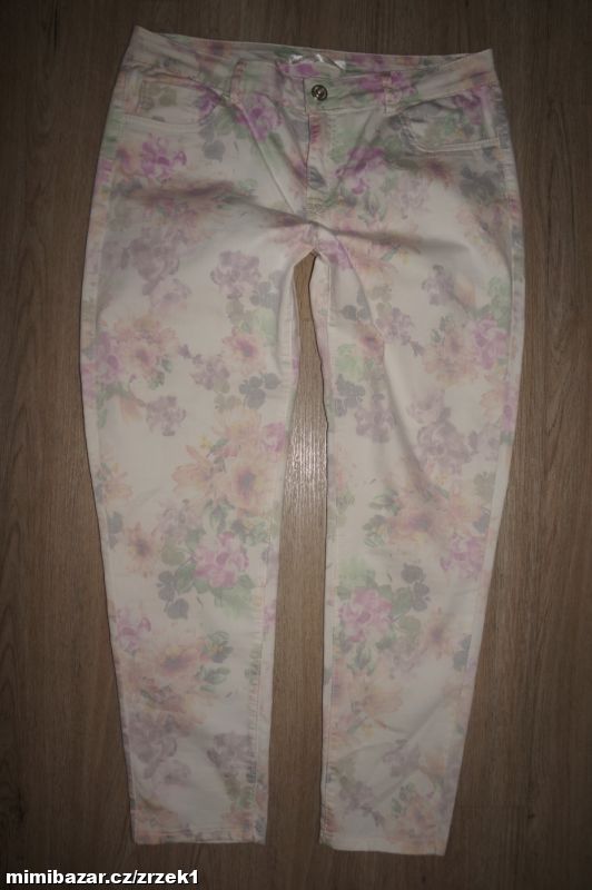 MISS pružné květinové letní džíny vel.XL