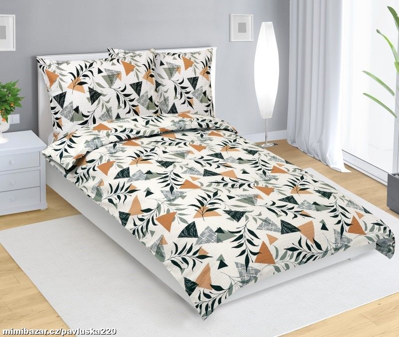 Povlečení krepové Krémová, Oranžová, Šedá