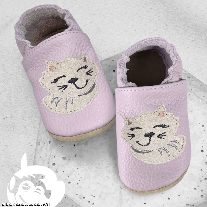 Kožené capáčky/přezůvky FUNKY MONKEY bra-020 kočka