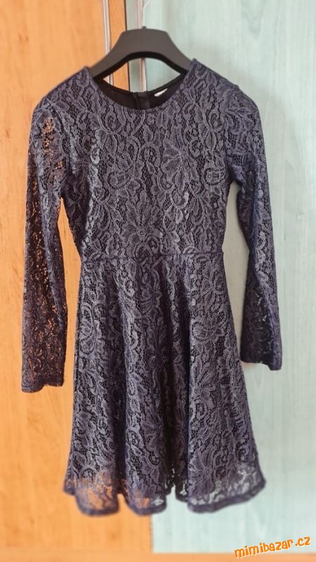 Krajkové šaty, slavnostní, tm. modrá, vel.146/152
