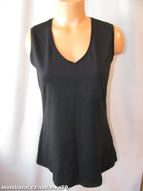 Černé bavlněné pružné tričko