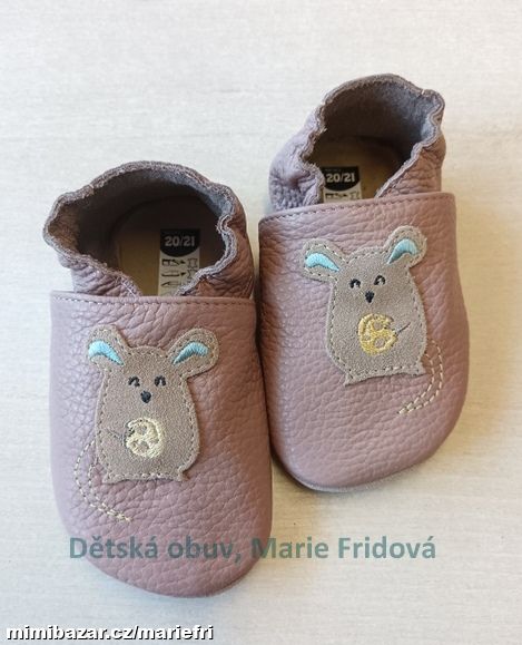 Kožené capáčky/přezůvky FUNKY MONKEY bra-068 myška