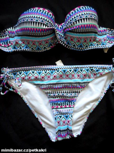 pestrobarevné bílé plavky uk10 prsa uk 32C eur 70C