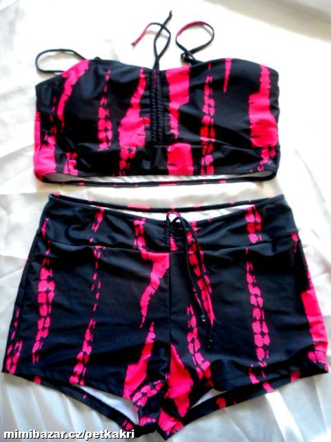 černo růžové dámské plavky vel L prsa C