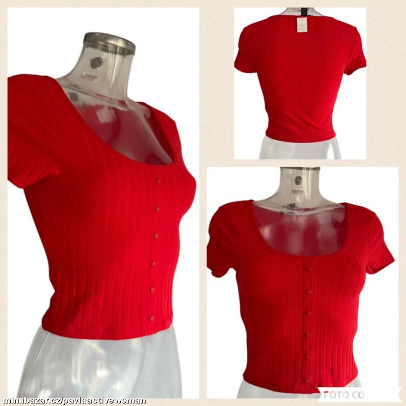 Č.2404 PRUŽNÝ CROP TOP TRIKO NOVÉ v.XS/S