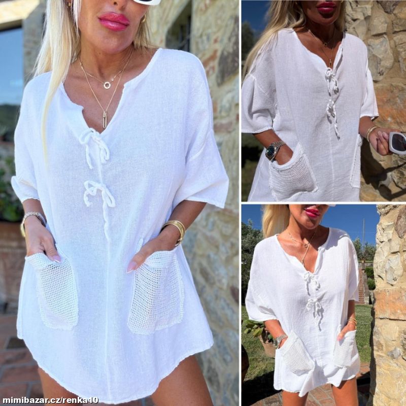 Dámská stylová lehká fáčová halenka LAURA -skladem