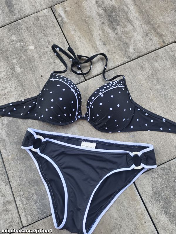 Černobílé plavky 75b + m