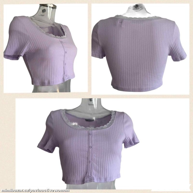 Č.8124 PRUŽNÝ BAVLNA CROP TOP NOVÝ v.M/L