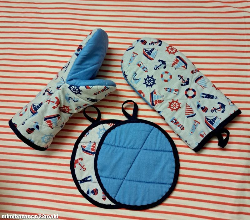 Námořnické , chňapky, rukavice, utěrka, ubrus, 