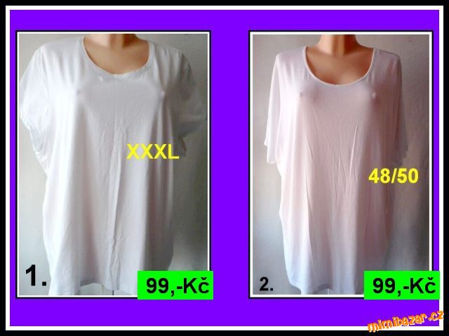 TRIČKO BÍLÉ PRUŽNÉ vel. XL - XXXL