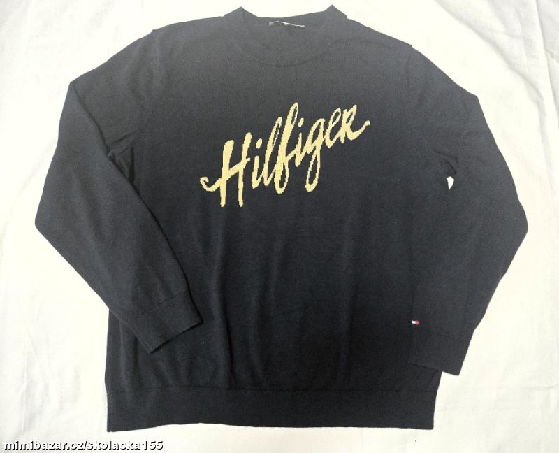 Nádherný tmavě modrý svetr TOMMY HILFIGER, v.XL