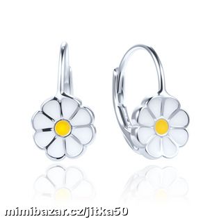 Stříbrné dívčí náušnice kopretiny SKLADEM