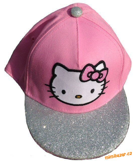 Růžová stříbrná čepice kšiltovka Hello Kitty 6-8y