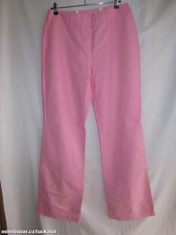 Růžové plátěné kalhoty, 55%len