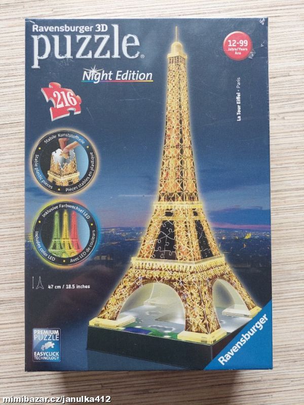 Ravensburger 3D puzzle Eiffelovka svítící
