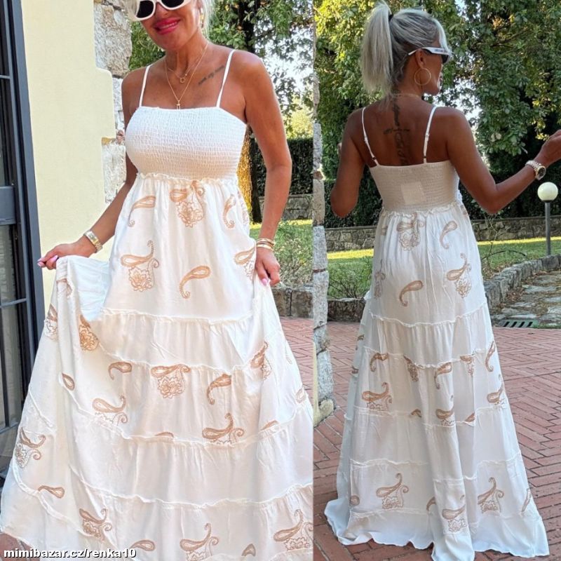 Dámské luxusní boho šaty ORNAMENTY ŽABIČKOVÁNÍ