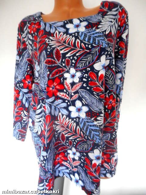 modré květované tričko uk 20