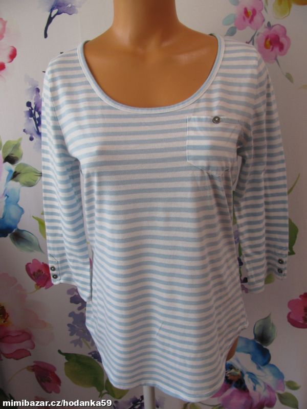 Bavlněné pruhované tričko, 3/4 rukáv