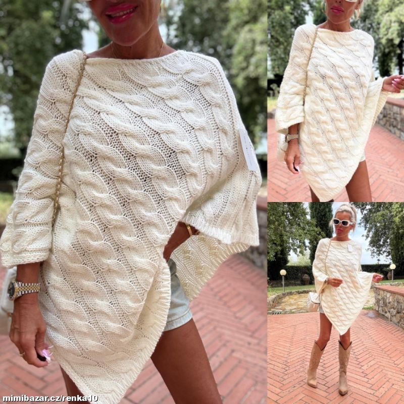 Dámský pletený přehoz - pončo LEA - skladem