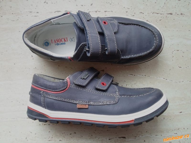 Modré boty polobotky kožené