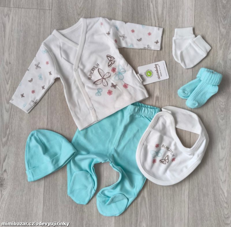 6dílný mentolový komplet s motýlky NOVÉ