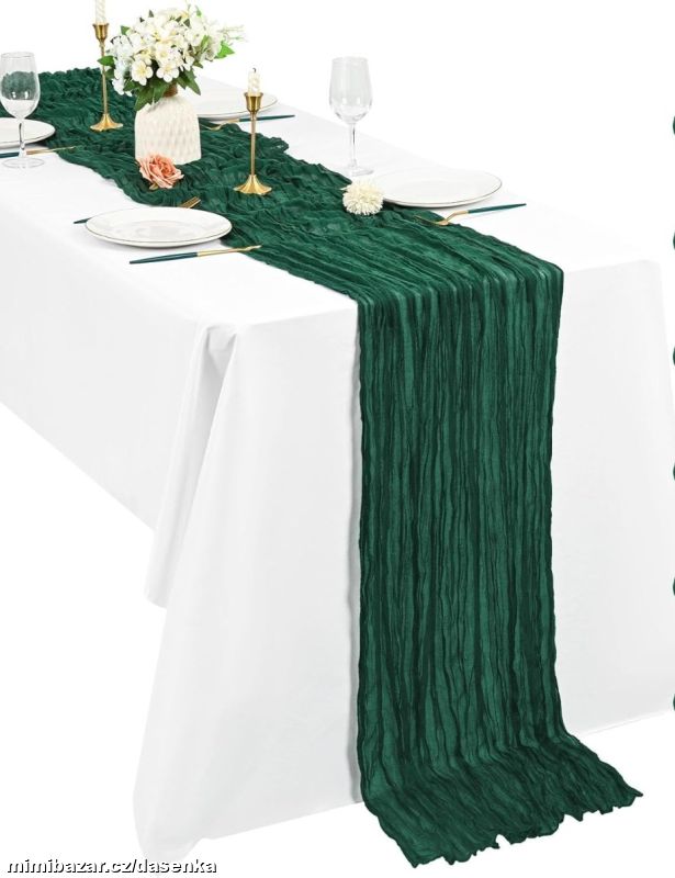 Boho běhoun z gázoviny na slavnostní stůl 90x300cm