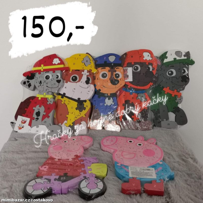 Dřevěné puzzle - Bing, Mickey, Tlapková patrola..