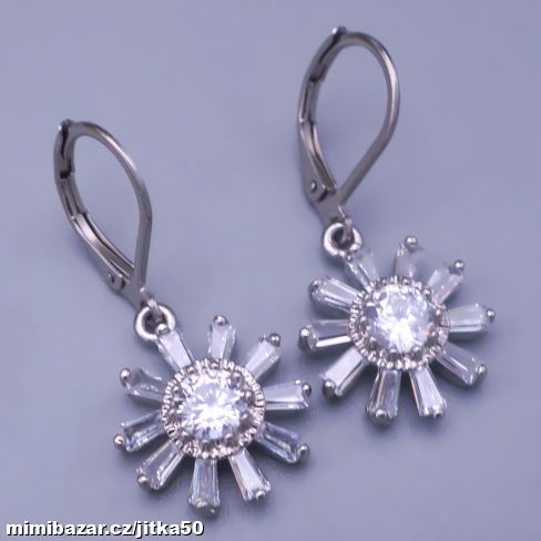 Visací ocelové náu se zirkony ve tvaru kytičkySKLA