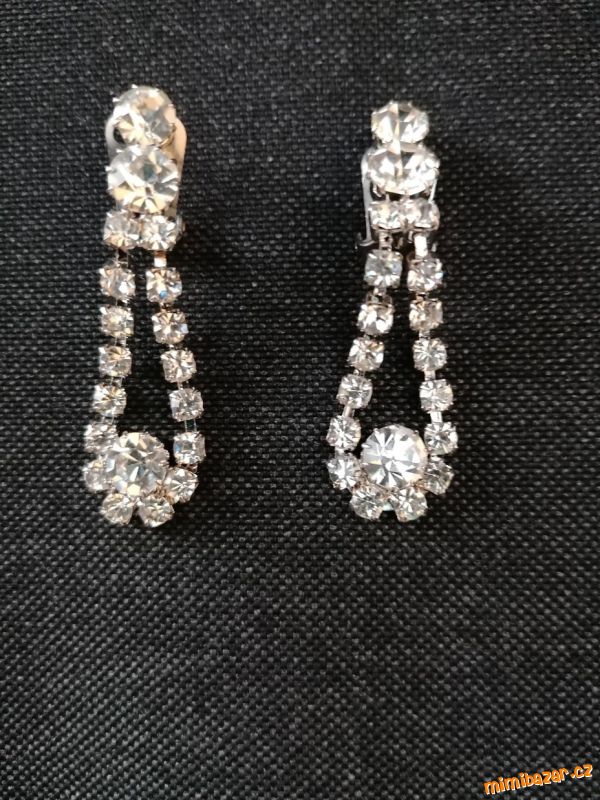 RETRO štrasové náušnice klipsové