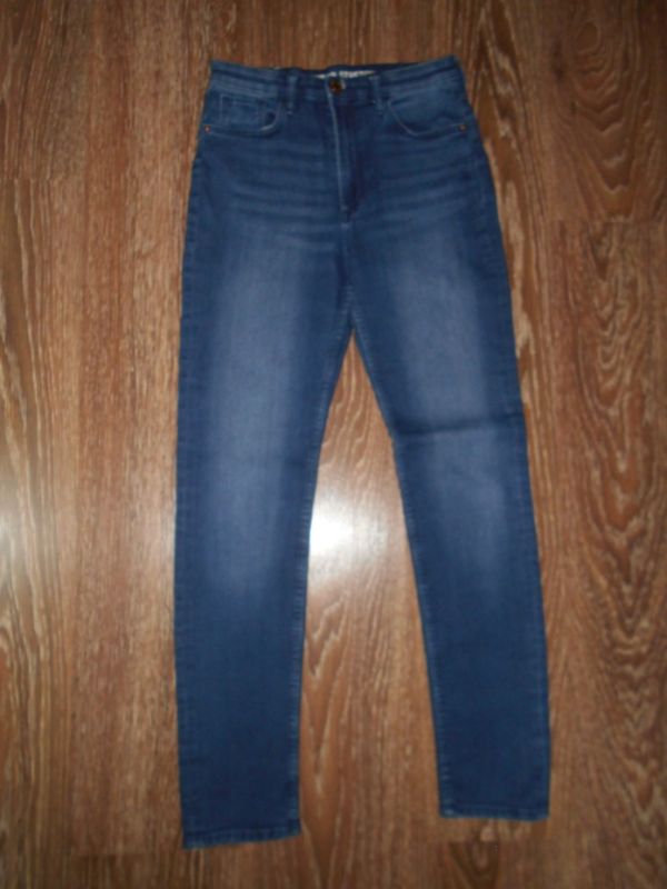 modré elastické rifle džíny stretch skinny H&M 158