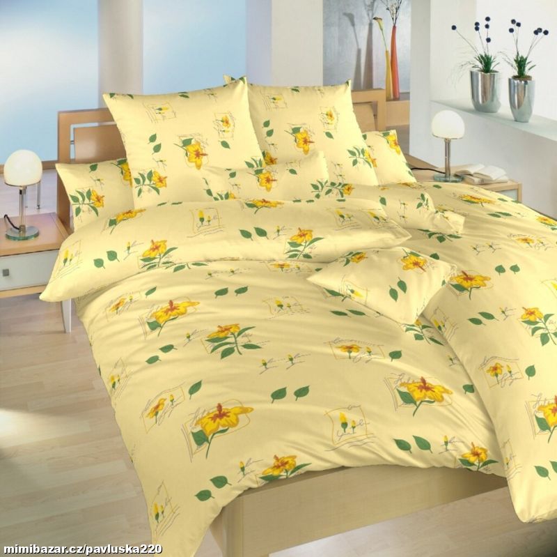 Povlečení bavlna Ibišek žlutý 140x200, 70x90 cm