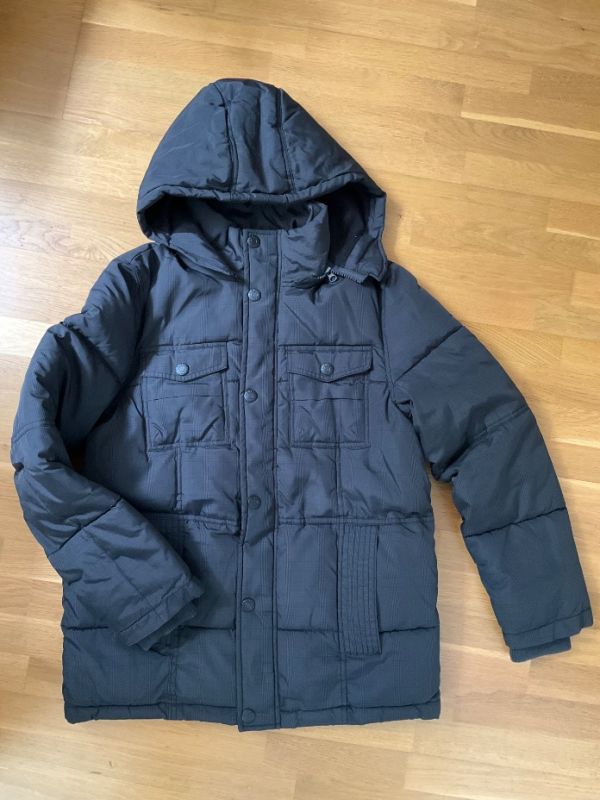 Bunda zimní šedá černá s kapucí