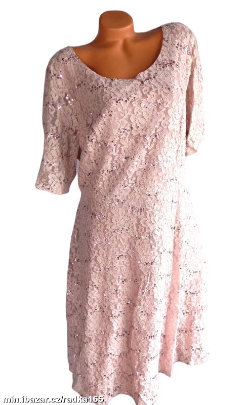 Krajkové starorůžové šaty vel.52