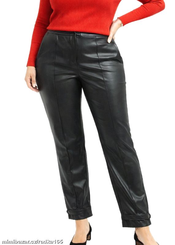 Kovově koženkové měkoučké kalhoty vel.46