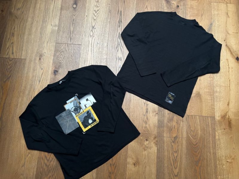Dvě černá trika s dlouhým rukávem vel. 16