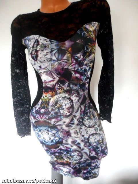 pestrobarevné dámské šaty s krajkou uk 8