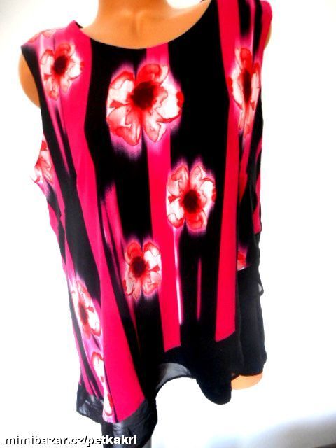 nádherný černo-růžový květovaný top uk 22