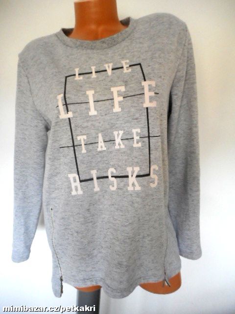 lehká melír mikina s nápisy uk 14