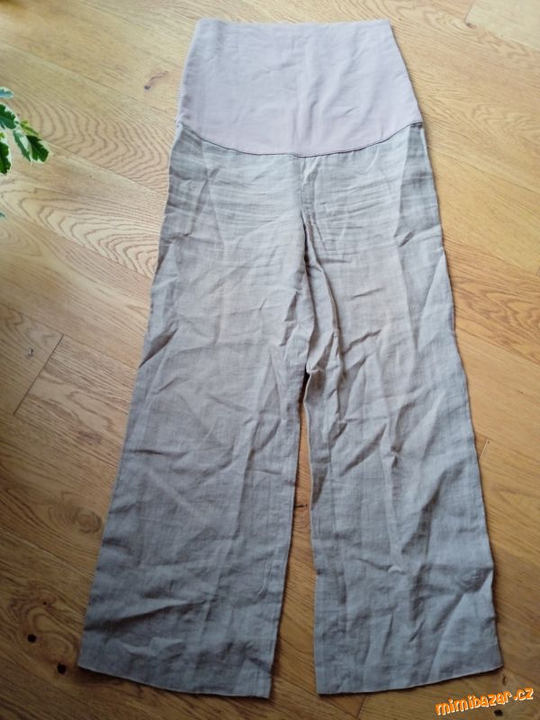 těhotenské lněné kalhoty