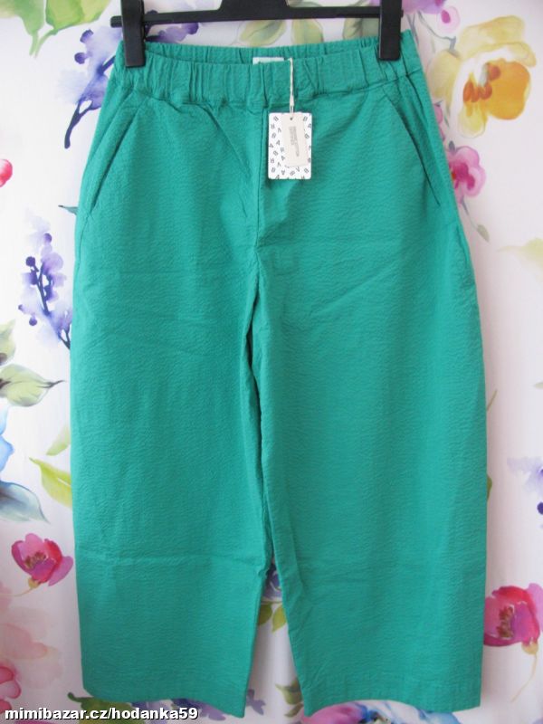 Oversize elas. bavlněné 7/8 zelené kalhoty BRAVA