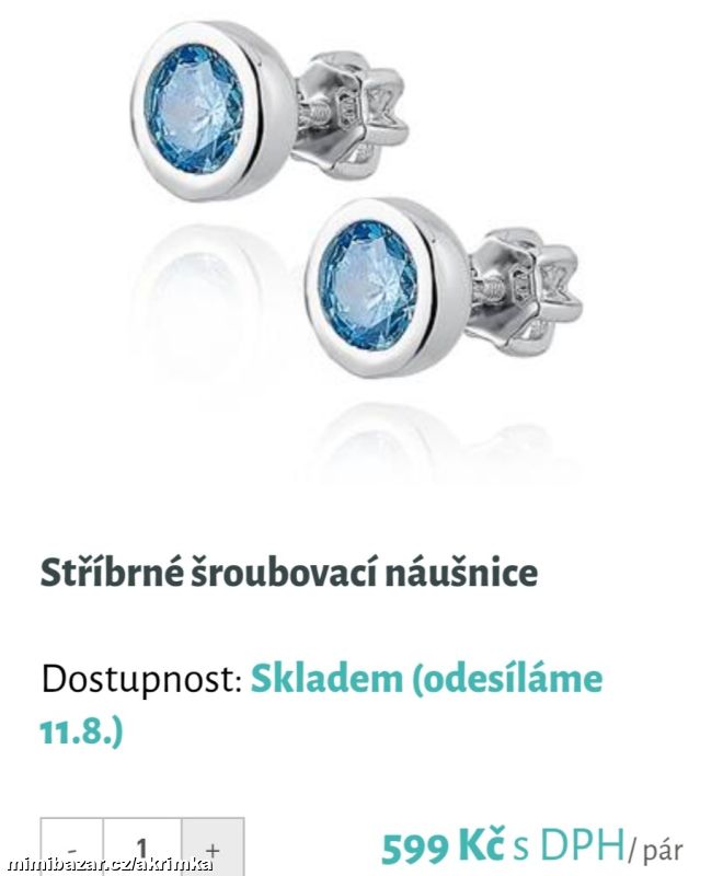 Náušnice s modrým zirkonem - stříbro