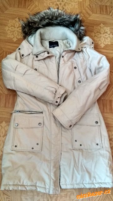 Béžová teplá zimní bunda 34