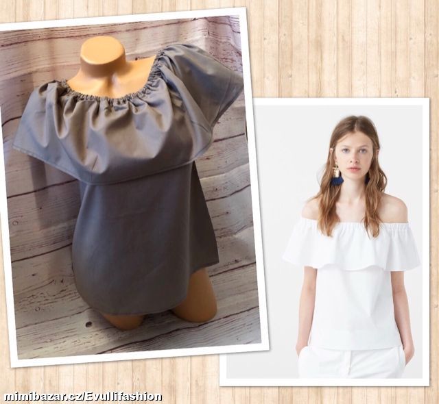 Halenka spadlá z ramen s volánem vel. M