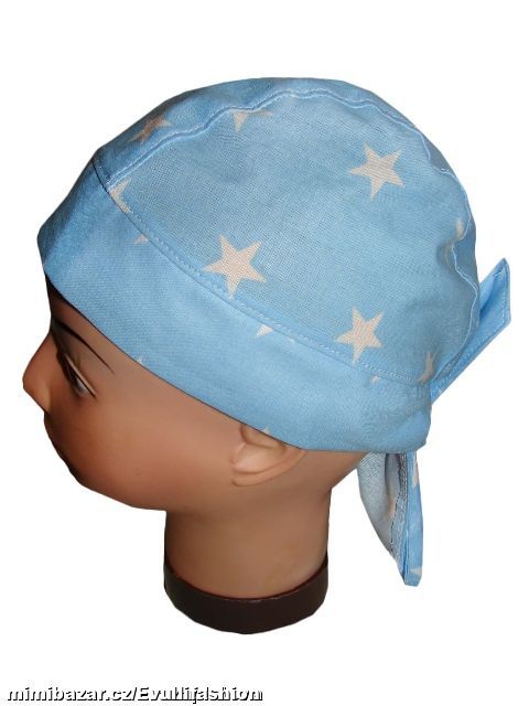 Letní plátěná pirátka s krytím krku 48-54 cm